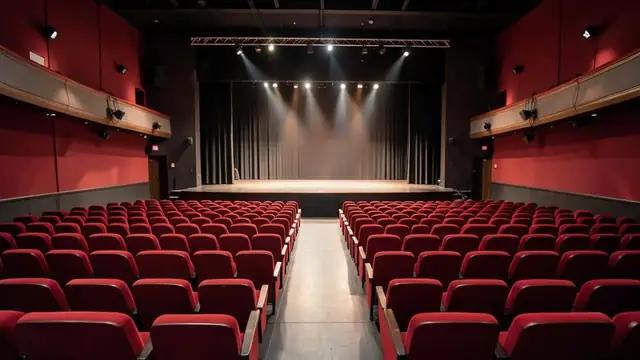 An auditorium seen from the balcony before a performance